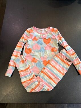 Matilda Jane  Kids Heart & Stripe Pajama Set - Pink, Orange, Light Blue size 6